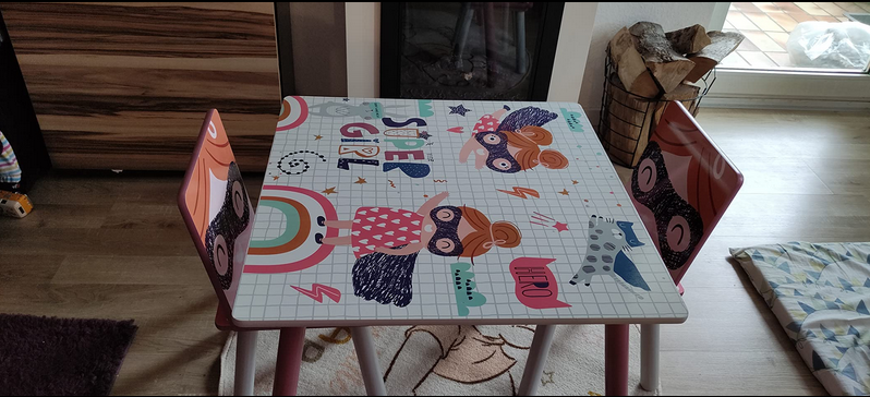 EUGAD 0006ETZY Childrens Furniture Set 1 Childrens Table and 2 Childrens Chairs 3-Piece MDF Solid Wood Pink Amazon.de Home Kitchen