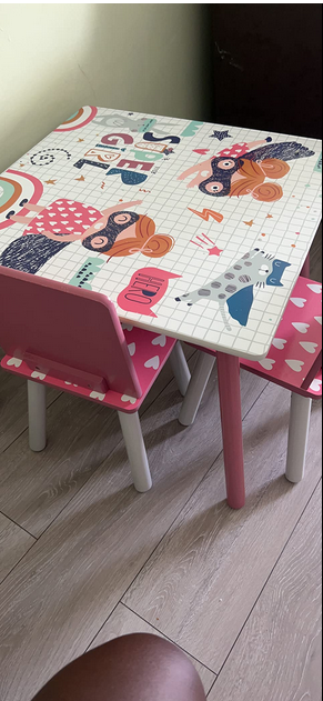 EUGAD 0006ETZY Childrens Furniture Set 1 Childrens Table and 2 Childrens Chairs 3-Piece MDF Solid Wood Pink Amazon.de Home Kitchen(1)