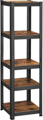 Plauktu bloks, 37 x 37 x 150 cm, 400 kg kravnesība (80 kg uz plauktu), rūpnieciski, regulējami glabāšanas plaukti, virtuvei, garāžai, terasei