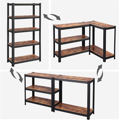 Plauktu bloks, 30 x 75 x 150 cm, 650 kg kravnesība (130 kg uz plauktu), rūpnieciski, regulējami glabāšanas plaukti, virtuvei, garāžai, terasei