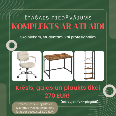 Mēbeļu komplekts (krēsls, galds un plaukts)