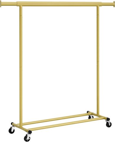 Pastiprināts drēbju pakaramais uz riteņiem Iztur līdz 90 kg (Zelta krāsā)