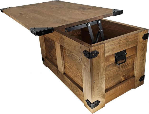 MASĪVKOKA galdiņš- lāde ar paceļamu virsmu 77 x 49 x 45