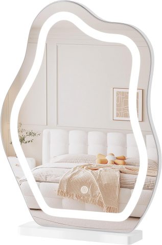 WOLKE LED Kosmētikas Spogulis – Mākoņa Forma, 3 Apgaismojuma Toņi, Regulējams Gaišums, 40 x 54 cm