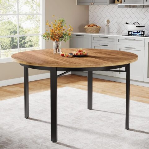 Apaļais ēdamgalds BRUNO 120  Modern rustic stila koka ēdamgalds ar metāla kājām 4–6 personām