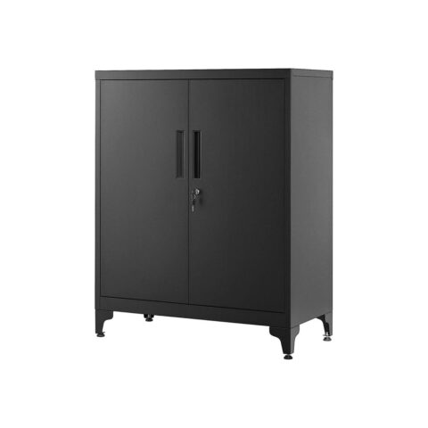 Steel guard melns metāla skapis ar regulējamiem plauktiem un slēdzeni 80x40x90 cm