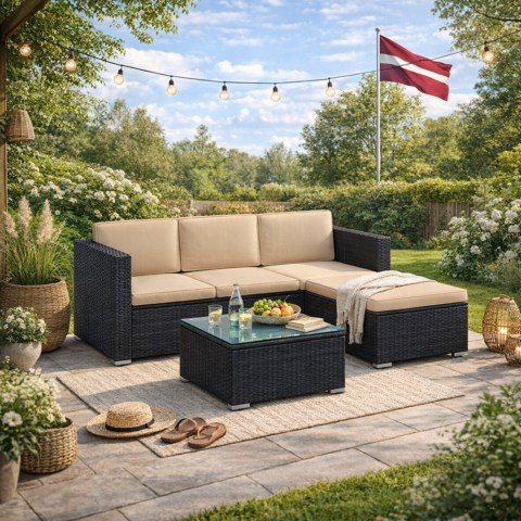 Rattan dārza mēbeļu komplekts