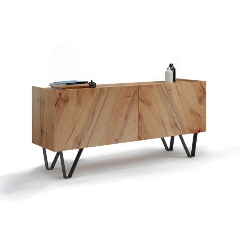 Emma Bufetes Skapītis ar 4 Durvīm un Melnām Kājām | Rustic Oak | Itāļu Dizains | 168 cm