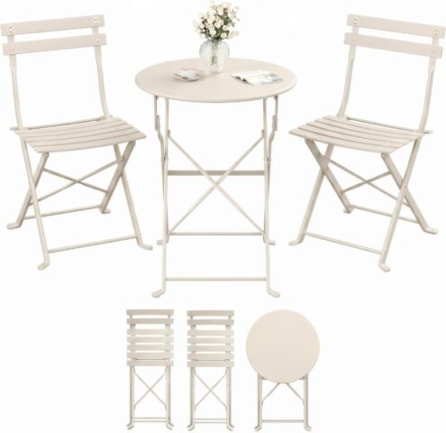 3-daļīgs salokāms balkona mēbeļu komplekts, Cappuccino Beige